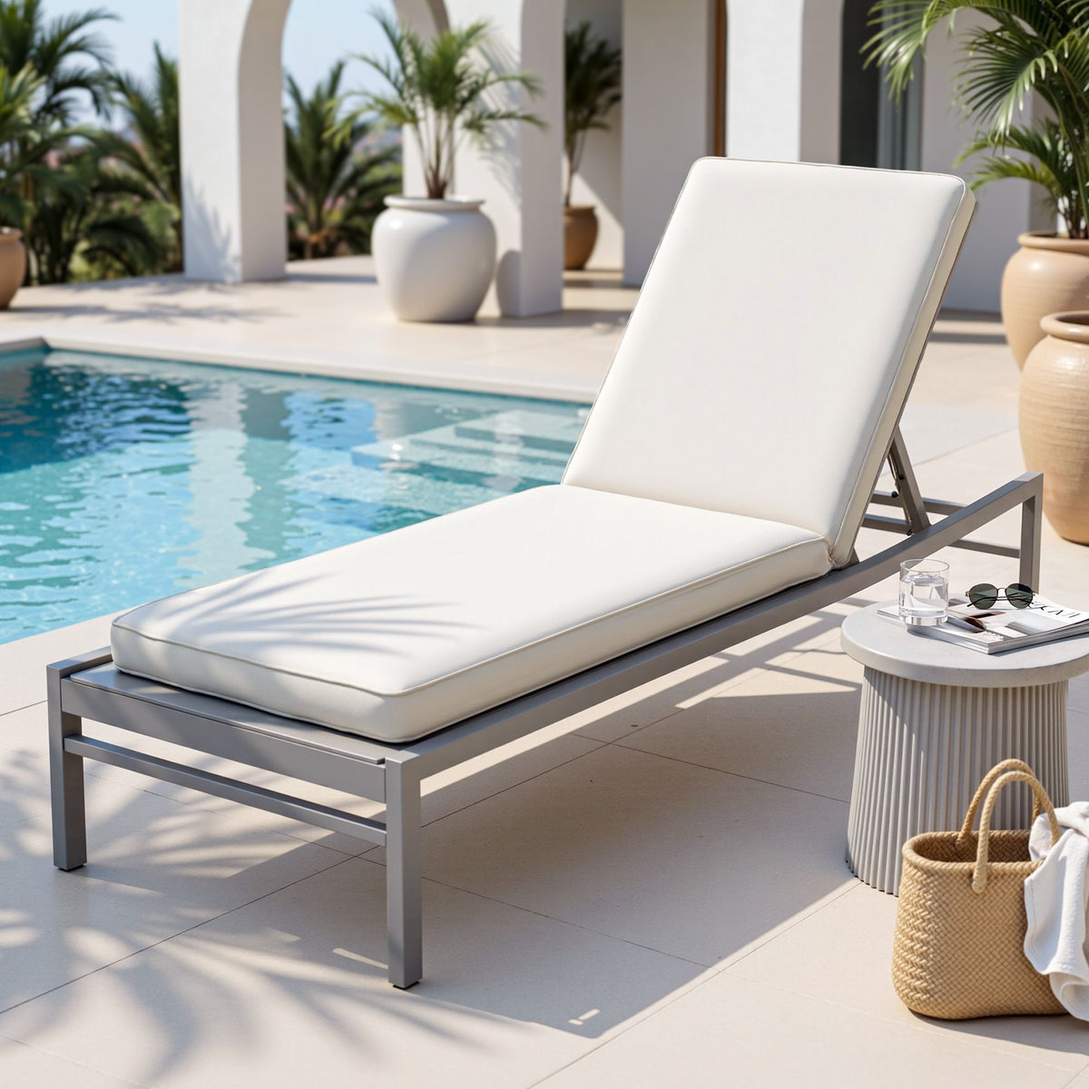 Gardeon Outdoor Chaise Lounge Cushion Lounge Chair Pad Sunbed Mattress Beige Awezingly
