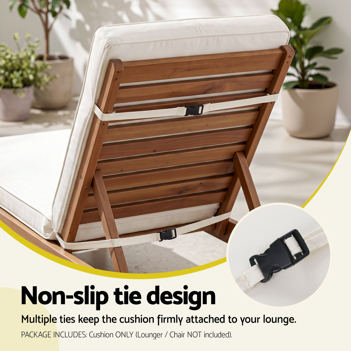 Gardeon Outdoor Chaise Lounge Cushion Lounge Chair Pad Sunbed Mattress Beige Awezingly