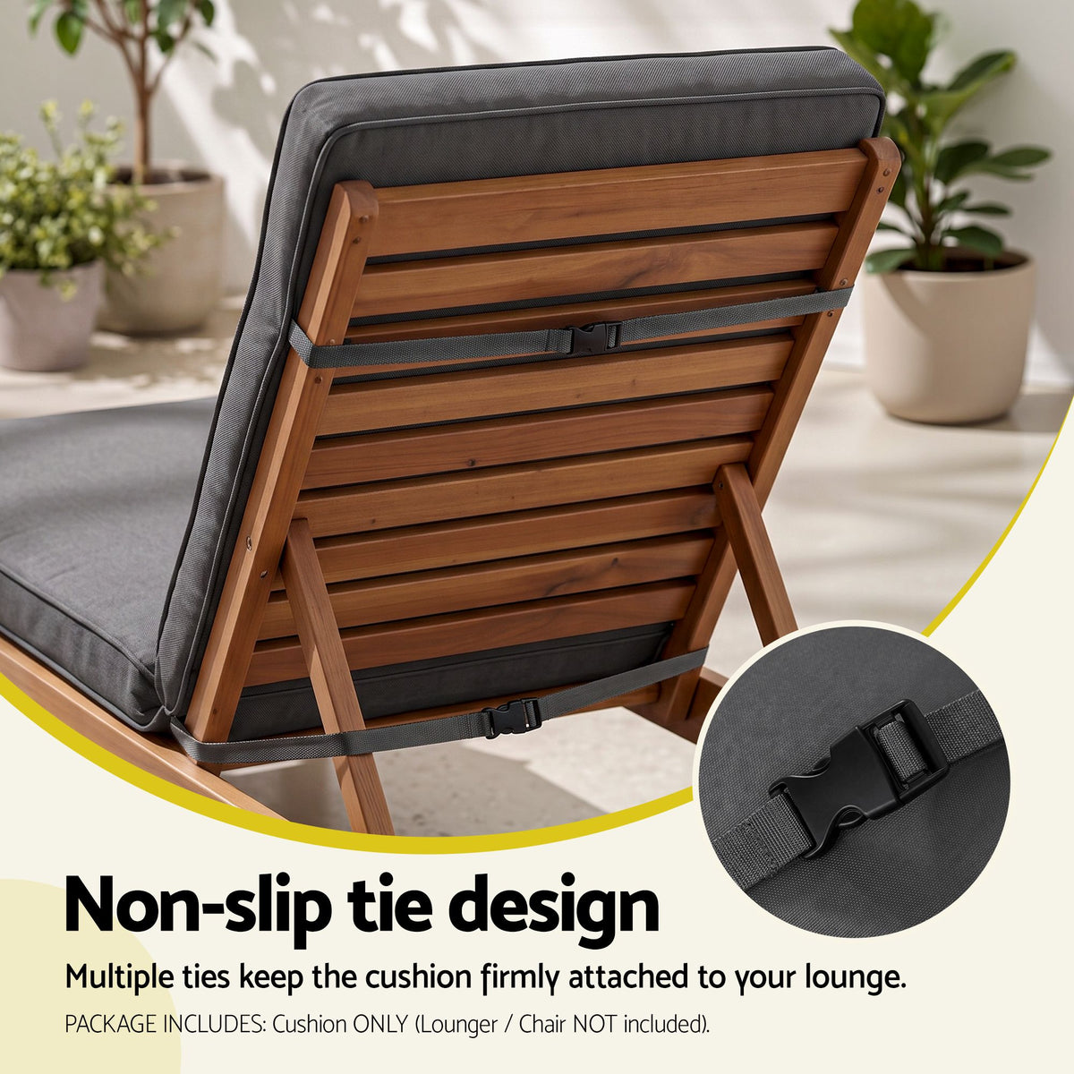 Gardeon Outdoor Chaise Lounge Cushion Lounge Chair Pad Sunbed Mattress Grey Awezingly