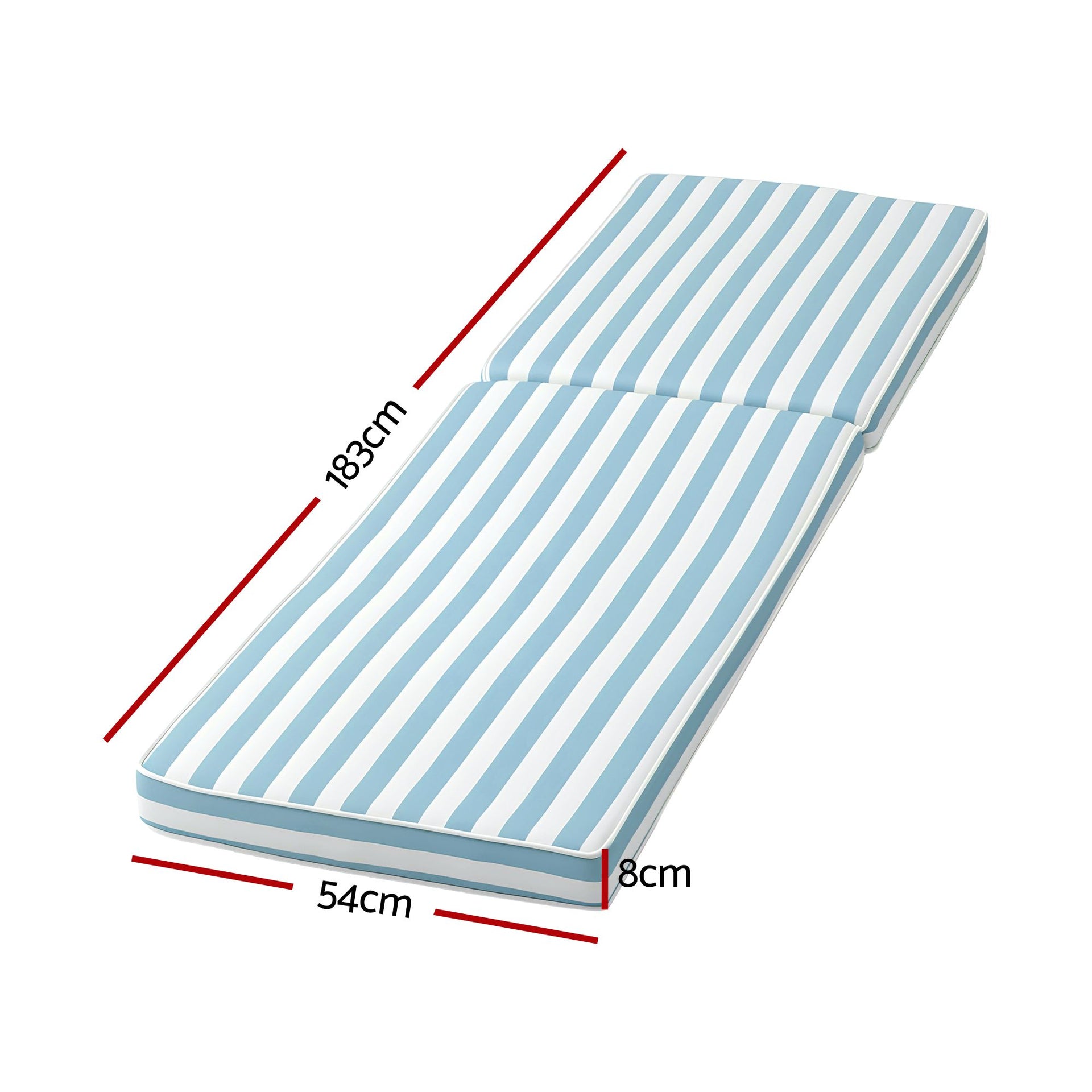 Gardeon Outdoor Chaise Lounge Cushion Lounge Chair Pad Sunbed Mattress Blue Awezingly