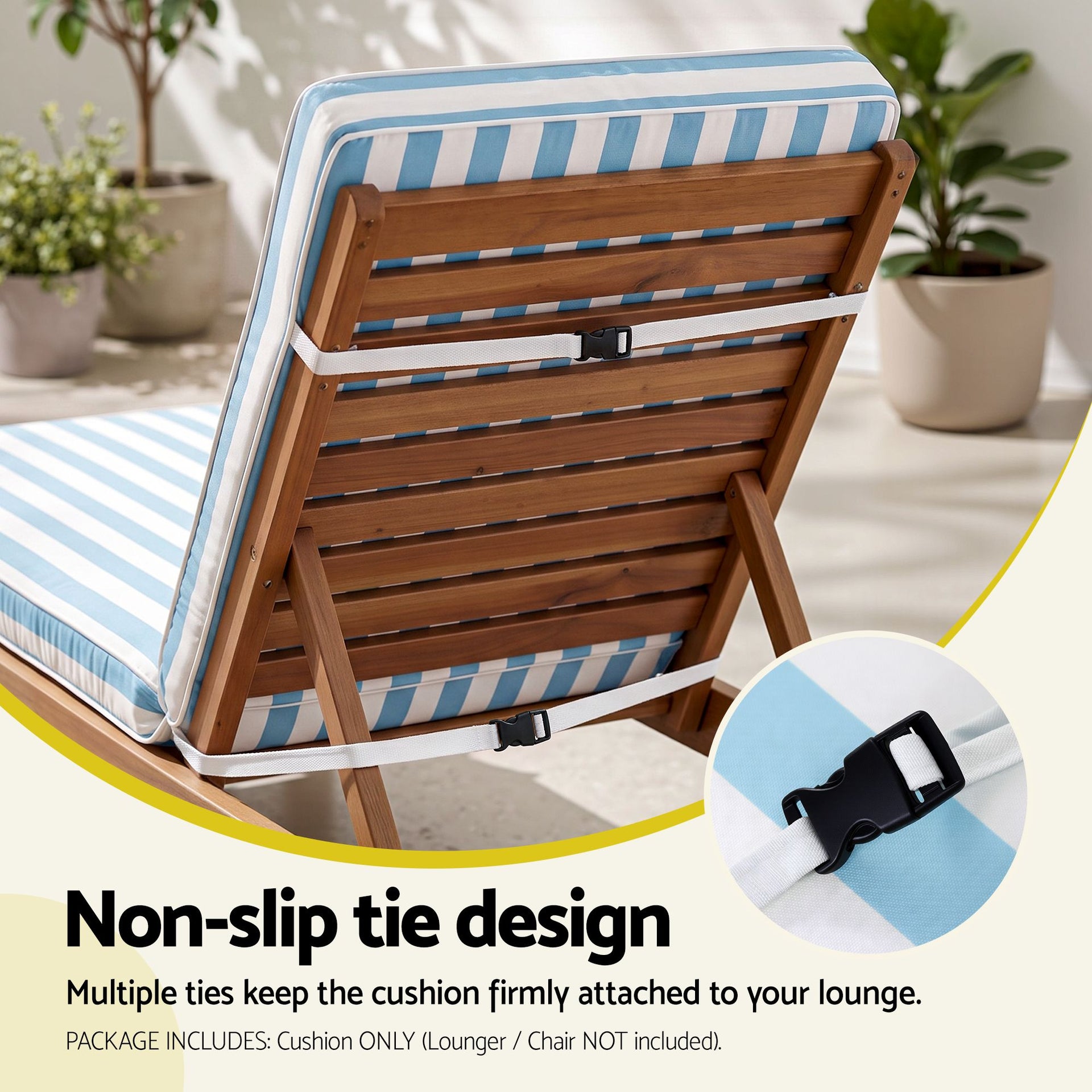 Gardeon Outdoor Chaise Lounge Cushion Lounge Chair Pad Sunbed Mattress Blue Awezingly