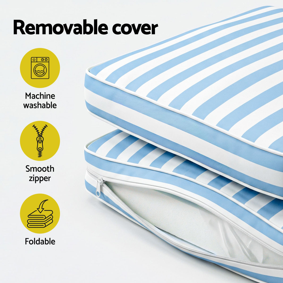 Gardeon Outdoor Chaise Lounge Cushion Lounge Chair Pad Sunbed Mattress Blue Awezingly
