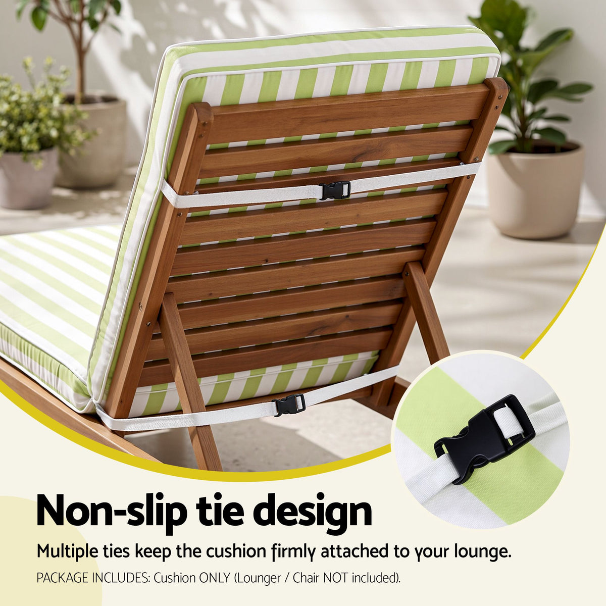 Gardeon Outdoor Chaise Lounge Cushion Lounge Chair Pad Sunbed Mattress Green Awezingly