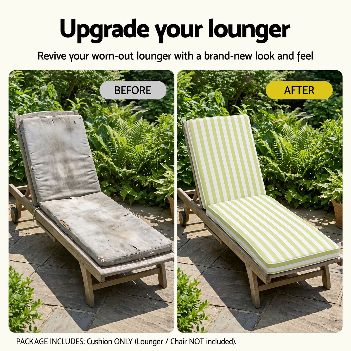 Gardeon Outdoor Chaise Lounge Cushion Lounge Chair Pad Sunbed Mattress Green Awezingly