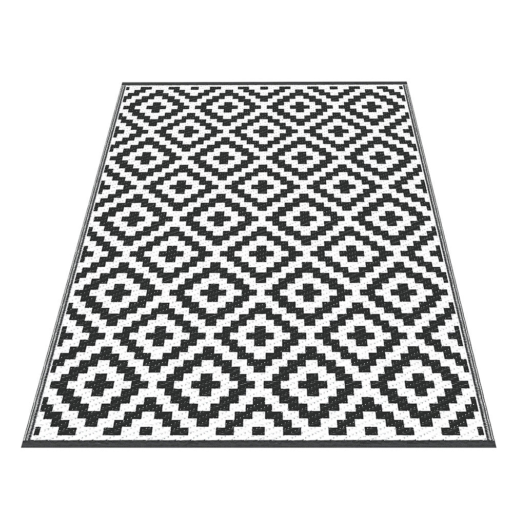 Gardeon Outdoor Rugs 120x180cm Large Carpet Reversible Area Mat PP Dual-Sided Patio Rug Cross Gardeon