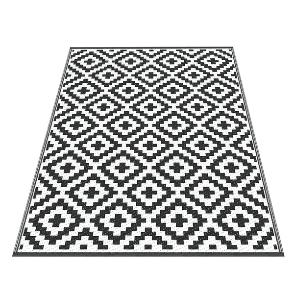Gardeon Outdoor Rugs 120x180cm Large Carpet Reversible Area Mat PP Dual-Sided Patio Rug Cross Gardeon