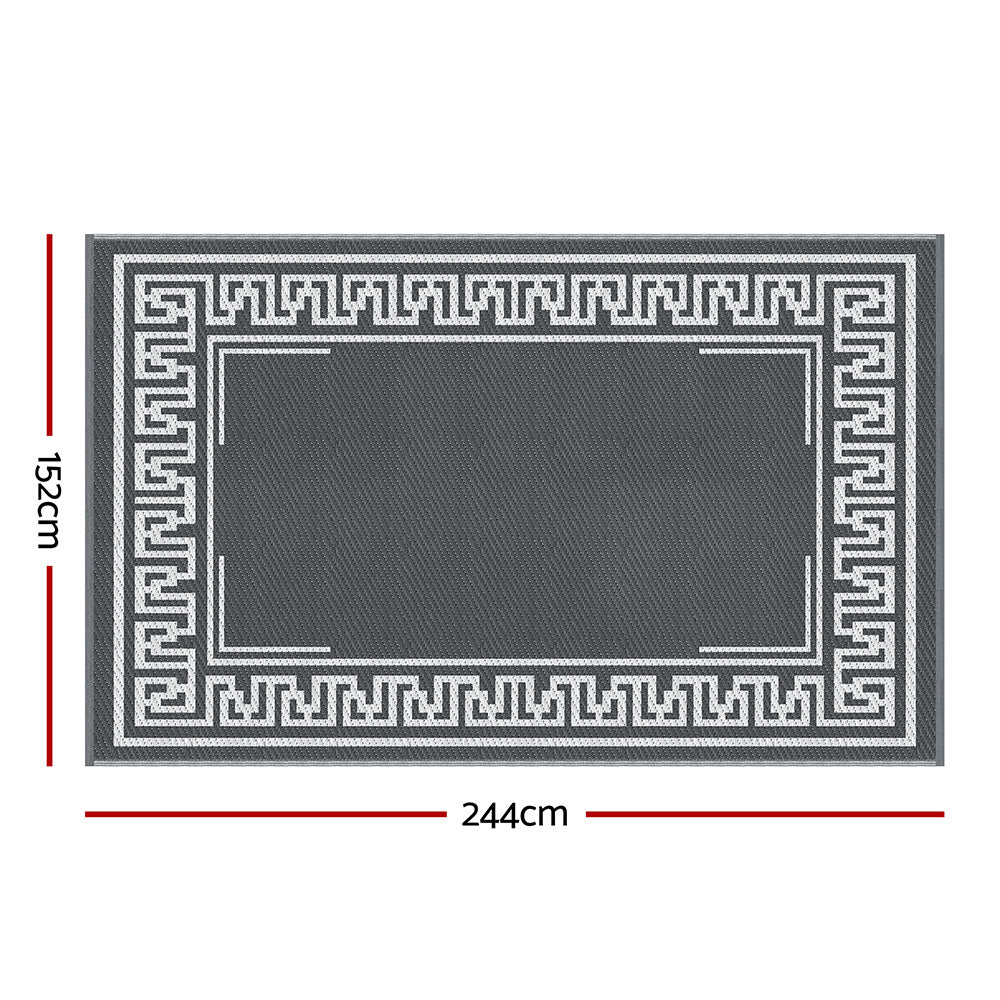 Gardeon Outdoor Rugs 152x244cm Large Carpet Reversible Area Mat PP Dual-Sided Patio Rug Greek Key Gardeon