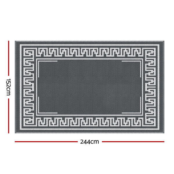 Gardeon Outdoor Rugs 152x244cm Large Carpet Reversible Area Mat PP Dual-Sided Patio Rug Greek Key Gardeon