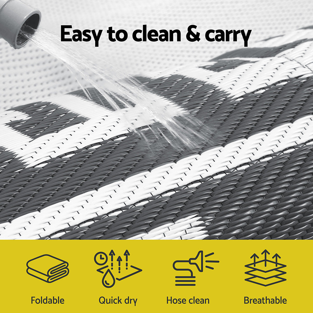 Gardeon Outdoor Rugs 152x244cm Large Carpet Reversible Area Mat PP Dual-Sided Patio Rug Greek Key Gardeon