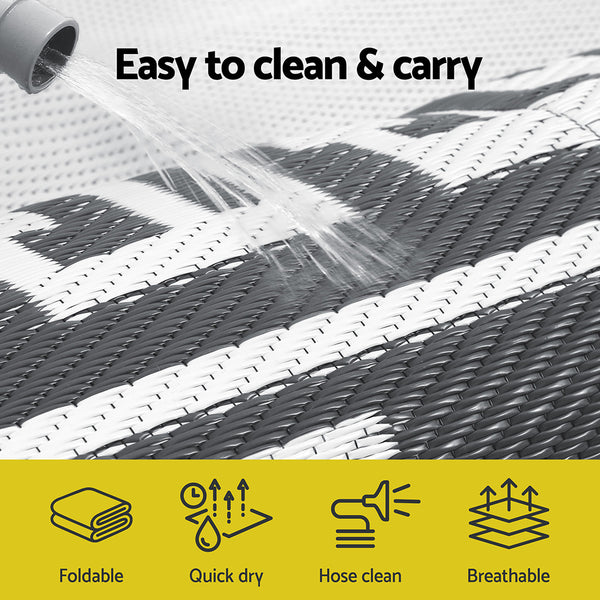 Gardeon Outdoor Rugs 152x244cm Large Carpet Reversible Area Mat PP Dual-Sided Patio Rug Greek Key Gardeon