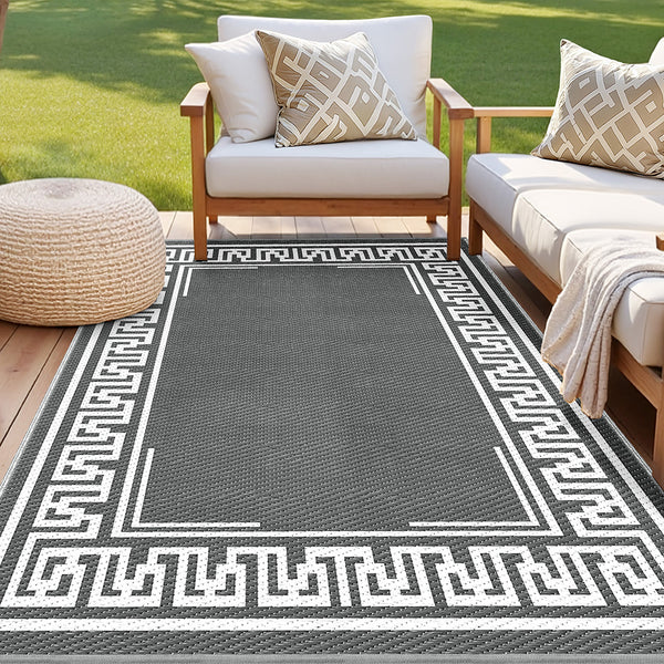 Gardeon Outdoor Rugs 152x244cm Large Carpet Reversible Area Mat PP Dual-Sided Patio Rug Greek Key Gardeon