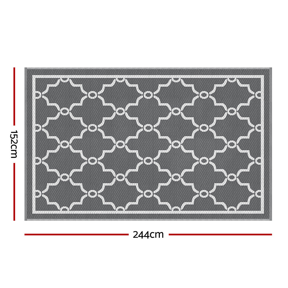 Gardeon Outdoor Rugs 152x244cm Large Carpet Reversible Area Mat PP Dual-Sided Patio Rug Maroc Gardeon