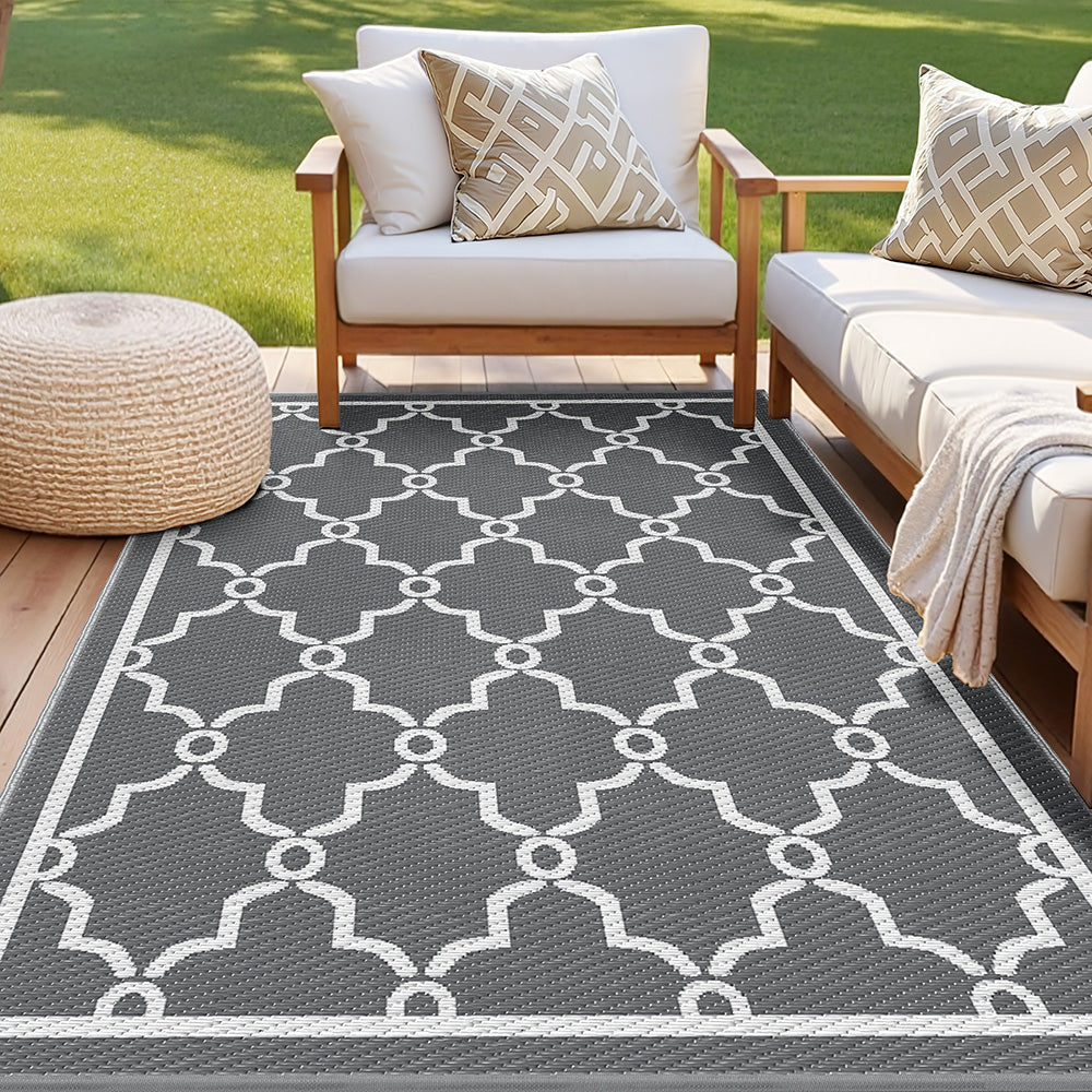 Gardeon Outdoor Rugs 152x244cm Large Carpet Reversible Area Mat PP Dual-Sided Patio Rug Maroc Gardeon