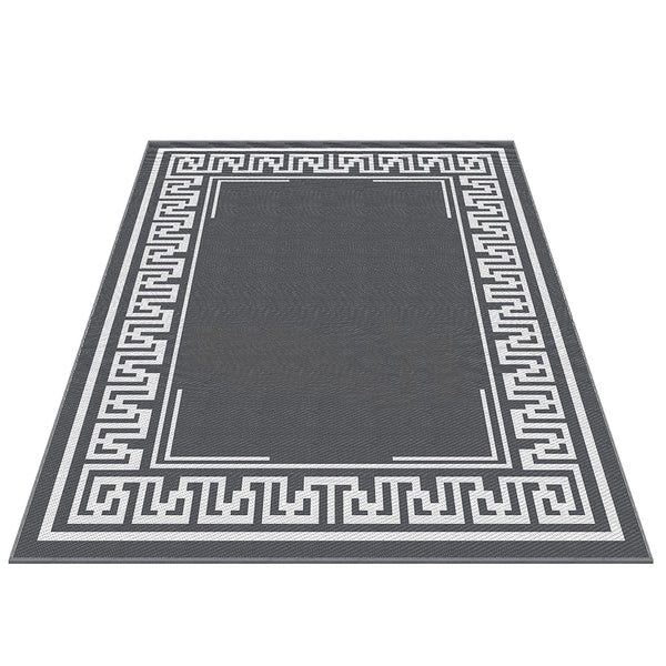 Gardeon Outdoor Rugs 274x366cm Large Carpet Reversible Area Mat PP Dual-Sided Patio Rug Greek Key Gardeon
