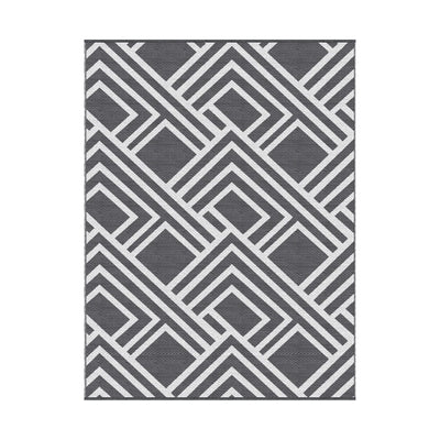 Gardeon Outdoor Rugs 274x366cm Reversible PP Dual-Sided Area Mat Large Carpet Patio Rug Grey