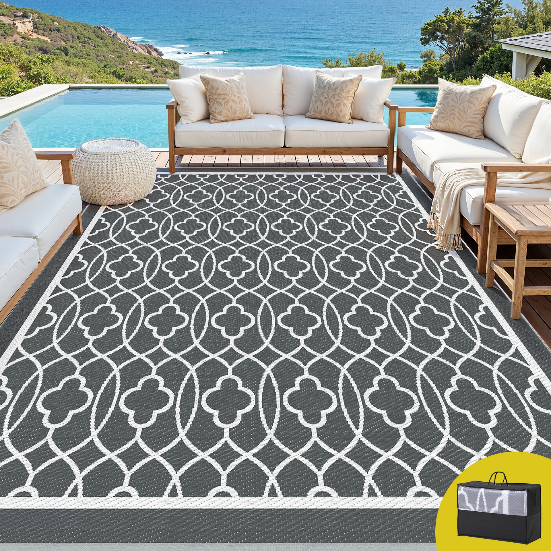 Gardeon Outdoor Rugs 274x366cm Large Carpet Reversible Area Mat PP Dual-Sided Patio Rug Awezingly