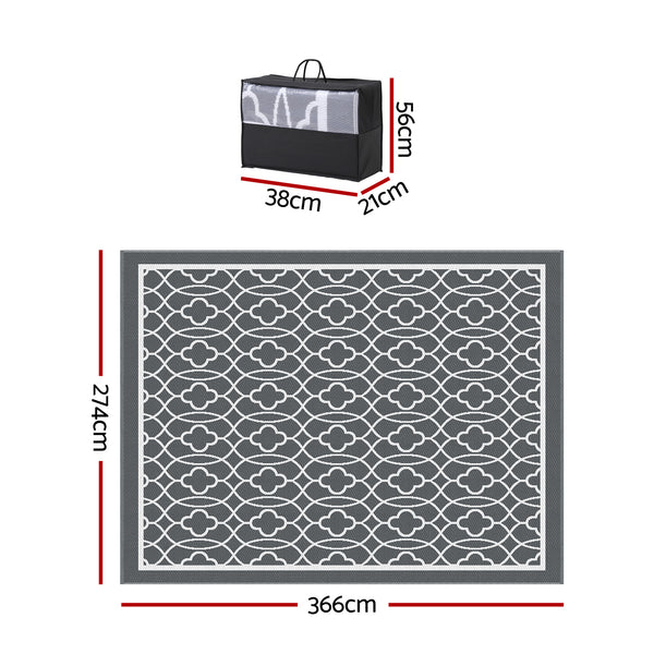 Gardeon Outdoor Rugs 274x366cm Large Carpet Reversible Area Mat PP Dual-Sided Patio Rug Awezingly
