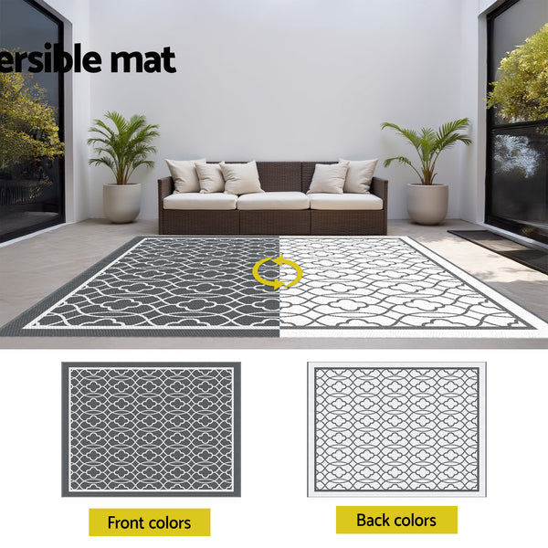Gardeon Outdoor Rugs 274x366cm Large Carpet Reversible Area Mat PP Dual-Sided Patio Rug Awezingly