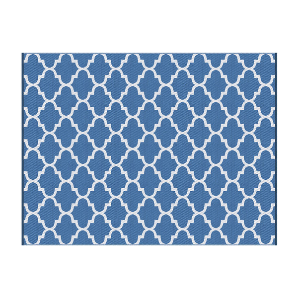 Gardeon Outdoor Rugs 274x366cm Large Carpet Reversible Area Mat PP Dual-Sided Patio Rug Blue Awezingly