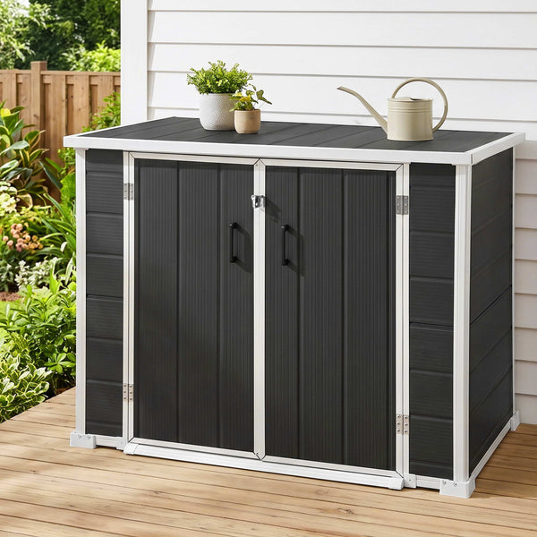 Gardeon 1070L Outdoor Storage Box Garden Shed Lockable Cabinet Tool Organizer Dark Grey Awezingly