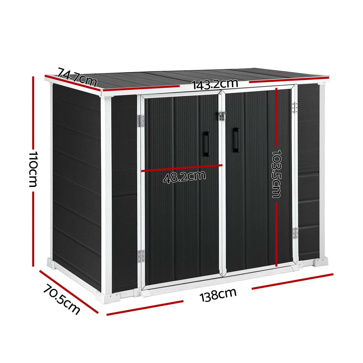 Gardeon 1070L Outdoor Storage Box Garden Shed Lockable Cabinet Tool Organizer Dark Grey Awezingly