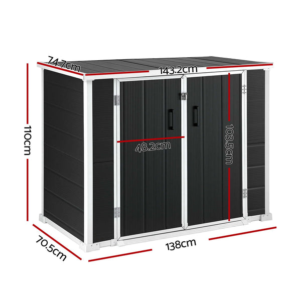 Gardeon 1070L Outdoor Storage Box Garden Shed Lockable Cabinet Tool Organizer Dark Grey Awezingly
