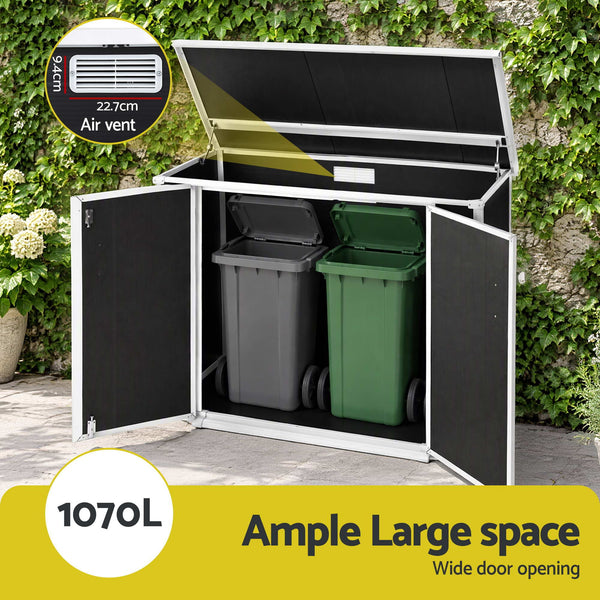 Gardeon 1070L Outdoor Storage Box Garden Shed Lockable Cabinet Tool Organizer Dark Grey Awezingly