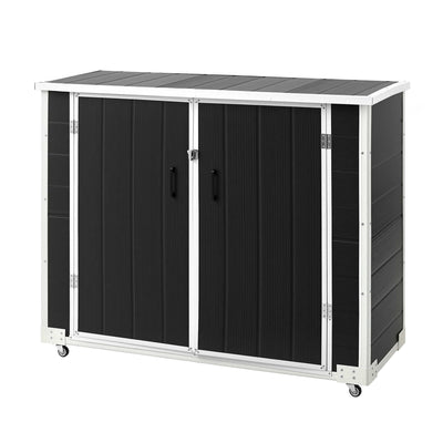 Gardeon Outdoor Storage Box 1164L Garden Shed 5 Wheels Lockable Cabinet Tool Organizer Dark Grey
