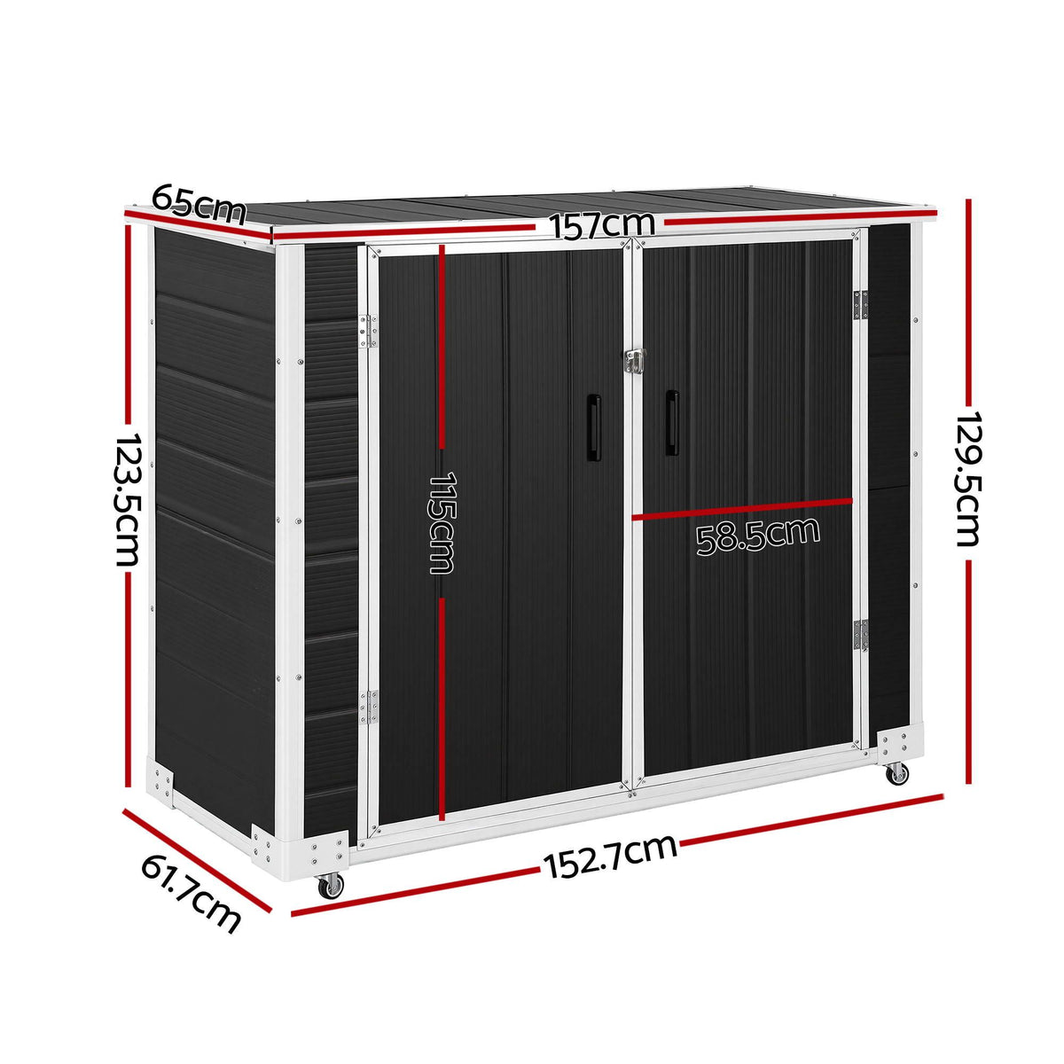 Gardeon Outdoor Storage Box 1164L Garden Shed 5 Wheels Lockable Cabinet Tool Organizer Dark Grey Awezingly