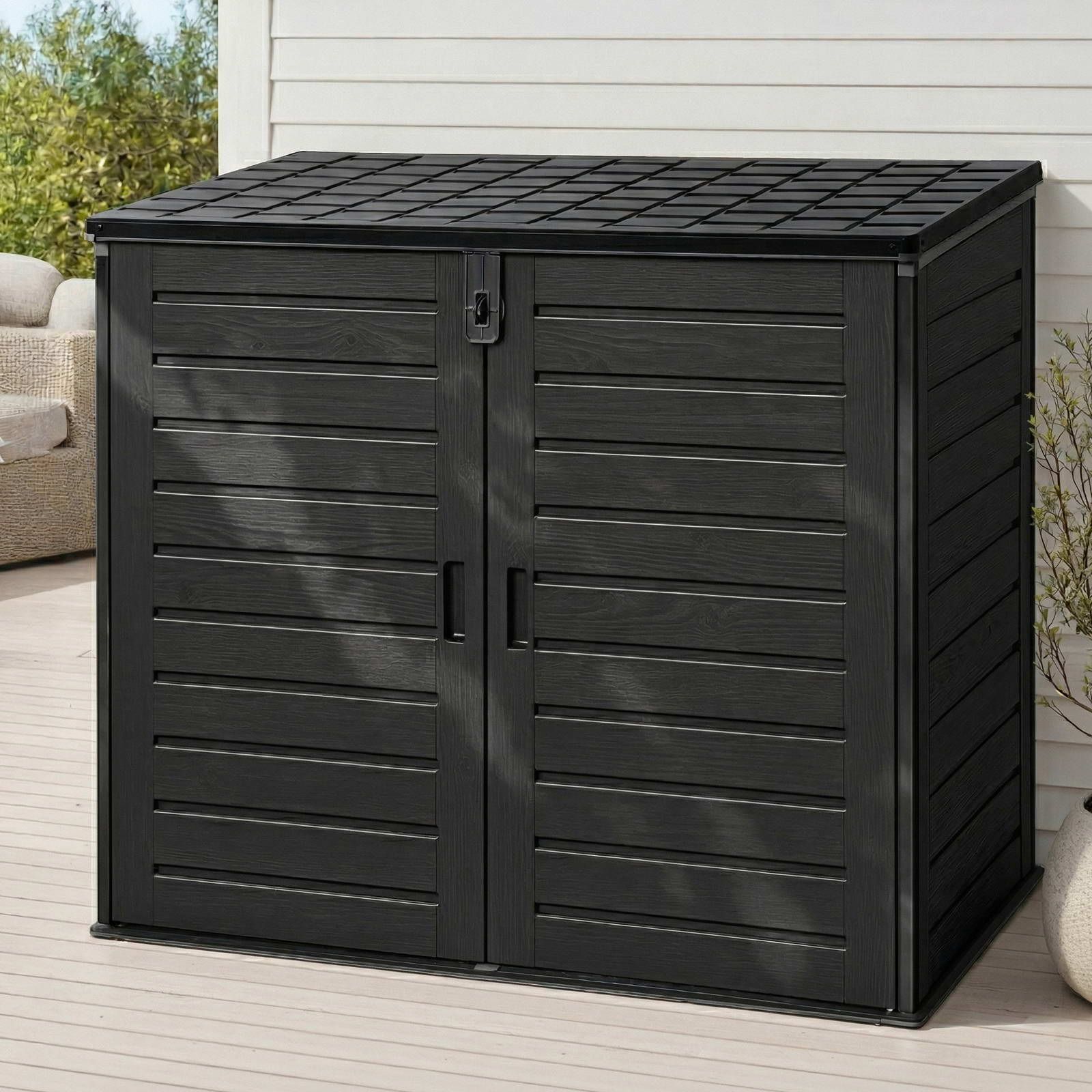 Gardeon Outdoor Storage Box 1170L Container Lockable Cabinet Tool Organizer Shed Black Awezingly