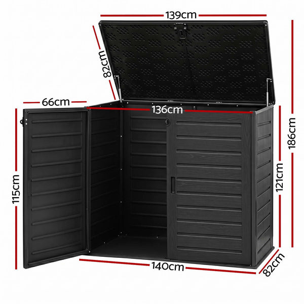 Gardeon Outdoor Storage Box 1170L Container Lockable Cabinet Tool Organizer Shed Black Awezingly