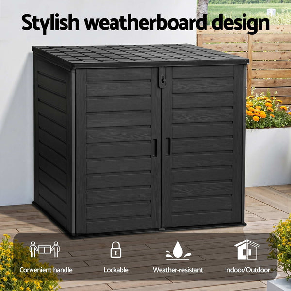 Gardeon Outdoor Storage Box 1170L Container Lockable Cabinet Tool Organizer Shed Black Awezingly