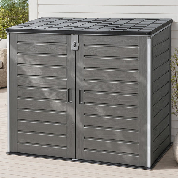 Gardeon Outdoor Storage Box 1170L Container Lockable Cabinet Tool Organizer Shed Grey Gardeon