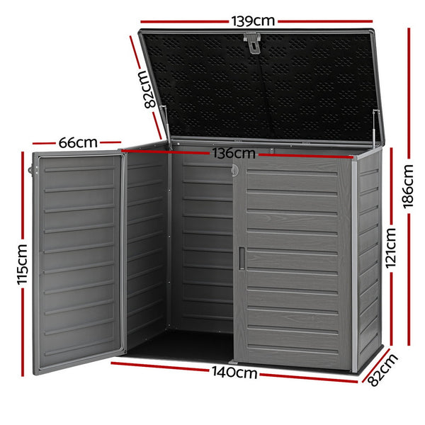 Gardeon Outdoor Storage Box 1170L Container Lockable Cabinet Tool Organizer Shed Grey Gardeon