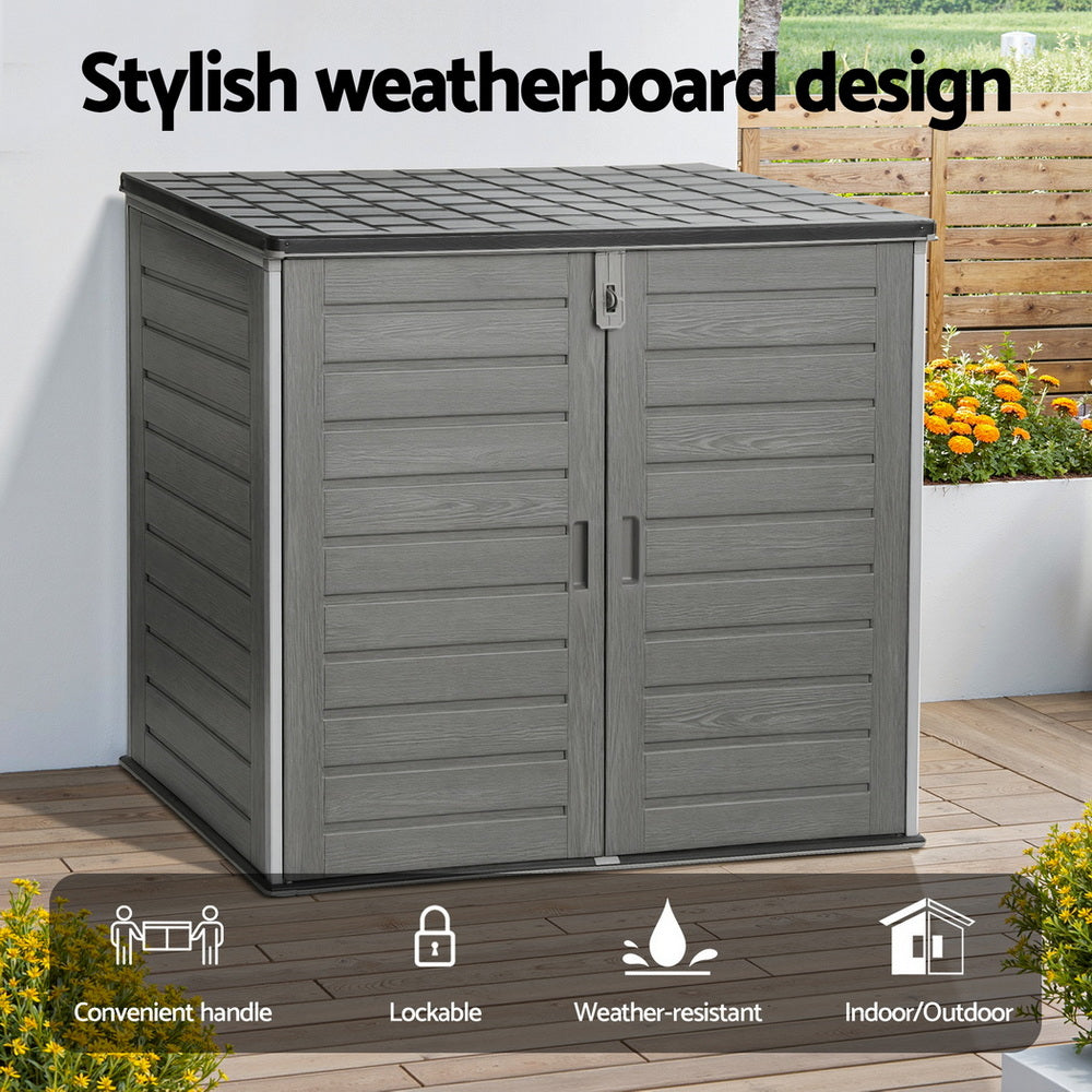 Gardeon Outdoor Storage Box 1170L Container Lockable Cabinet Tool Organizer Shed Grey Gardeon