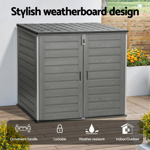 Gardeon Outdoor Storage Box 1170L Container Lockable Cabinet Tool Organizer Shed Grey Gardeon