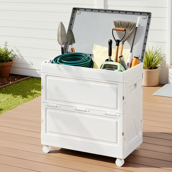 Gardeon 159L Outdoor Storage Box Stackable Cupboard Camping Organizer Wheels Awezingly