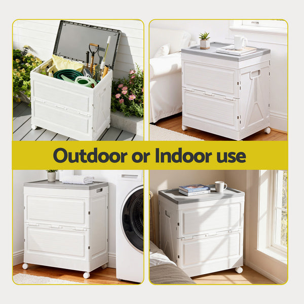 Gardeon 159L Outdoor Storage Box Stackable Cupboard Camping Organizer Wheels Awezingly