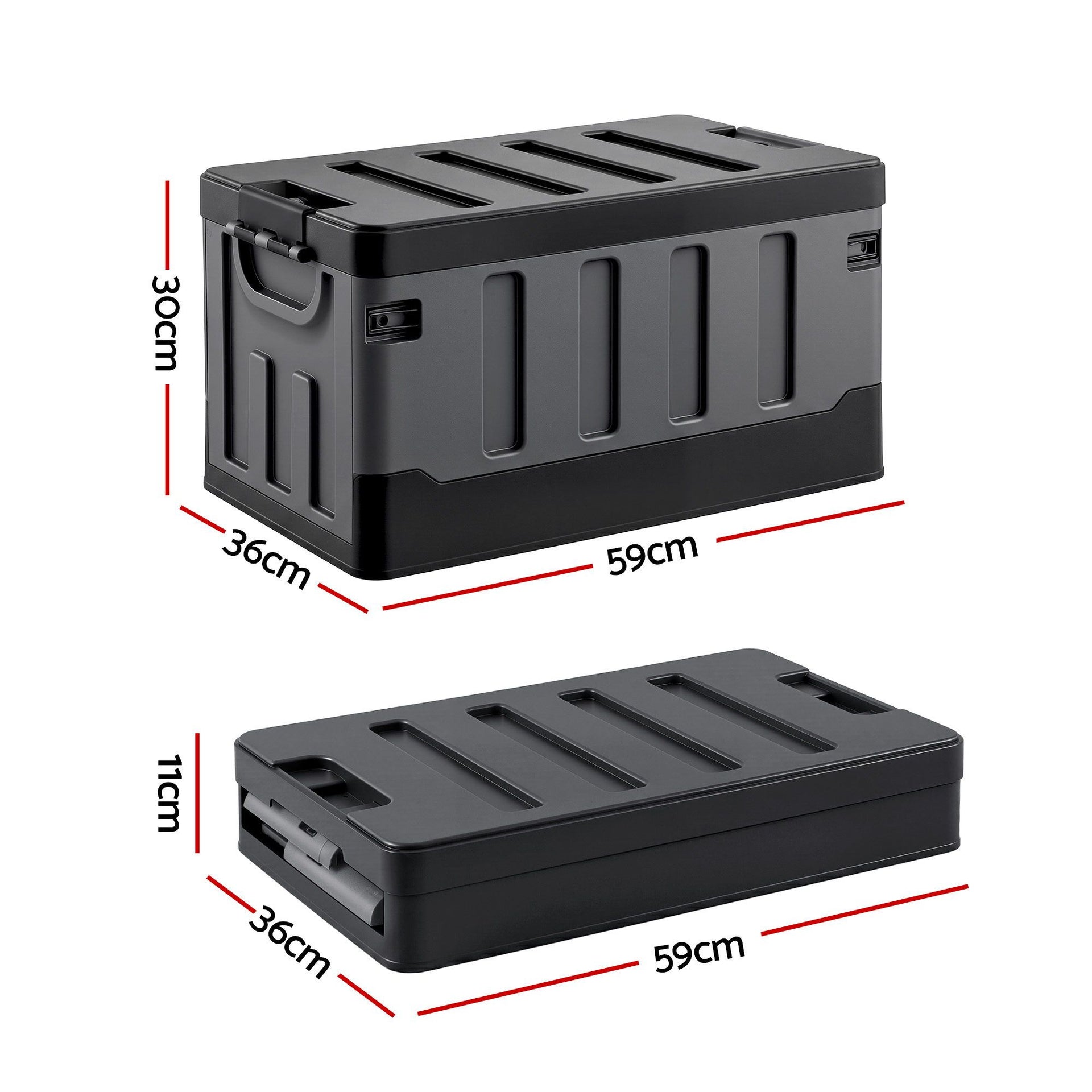 Gardeon Collapsible Outdoor Storage Box 60L Stackable Folding Camping Organizer Black Gardeon