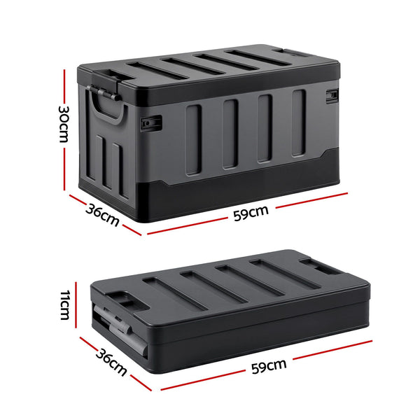 Gardeon Collapsible Outdoor Storage Box 60L Stackable Folding Camping Organizer Black Gardeon