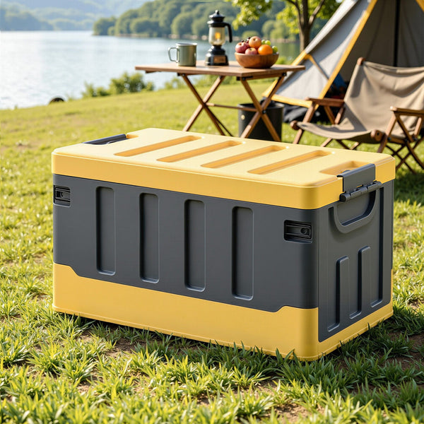 Gardeon Collapsible Outdoor Storage Box 60L Stackable Folding Camping Organizer Yellow Gardeon