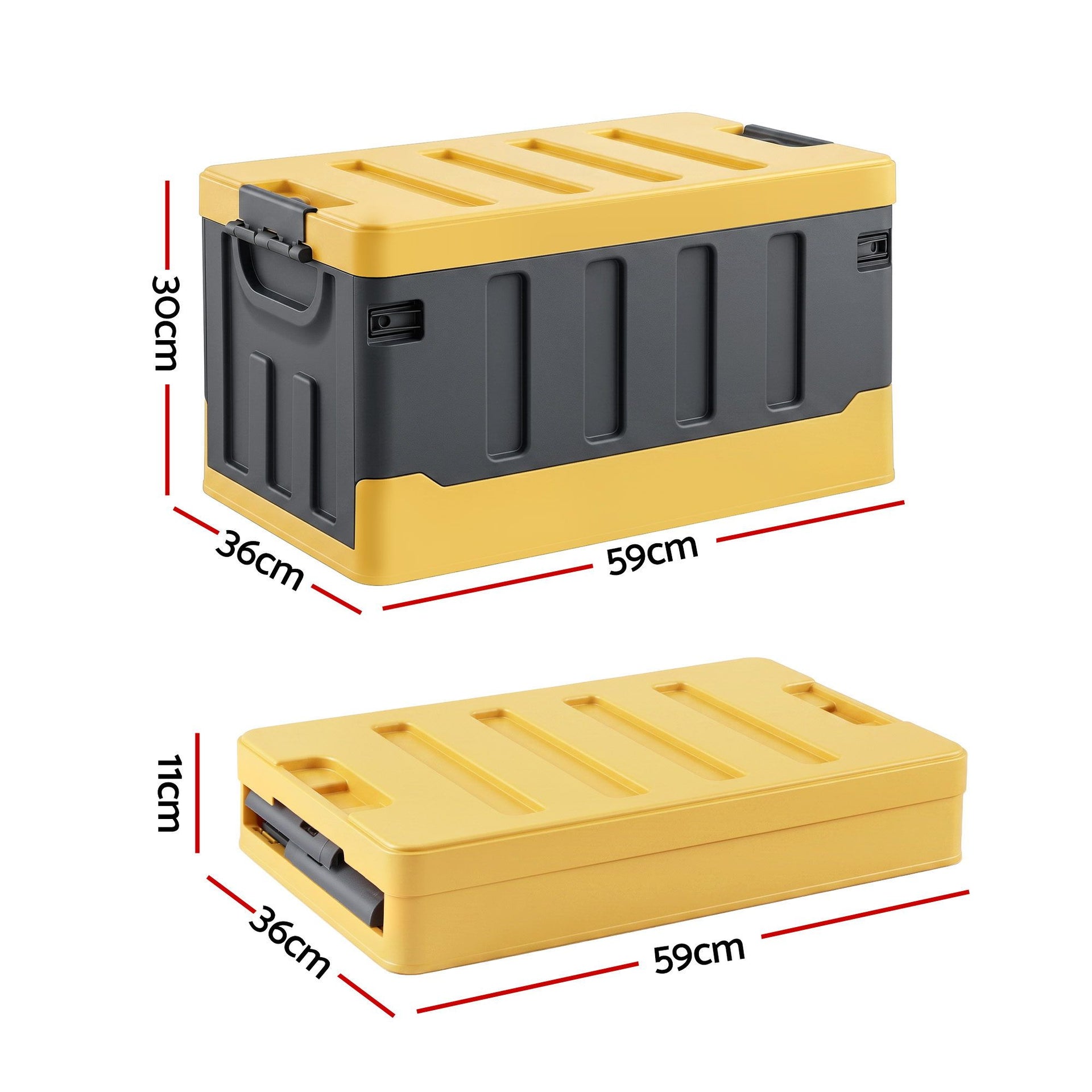 Gardeon Collapsible Outdoor Storage Box 60L Stackable Folding Camping Organizer Yellow Gardeon