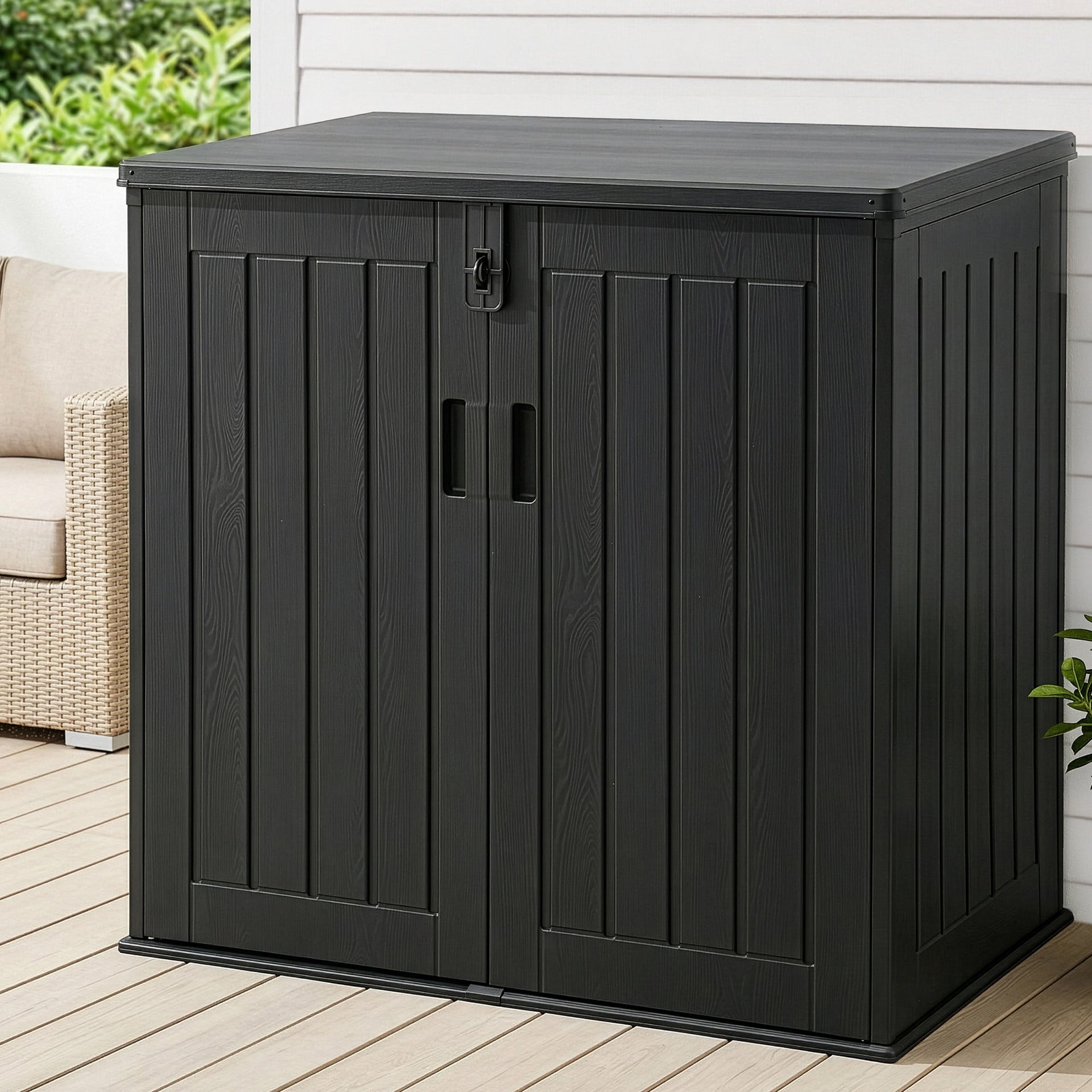 Gardeon Outdoor Storage Box 775L Container Lockable Cabinet Tool Organizer Shed Black Awezingly