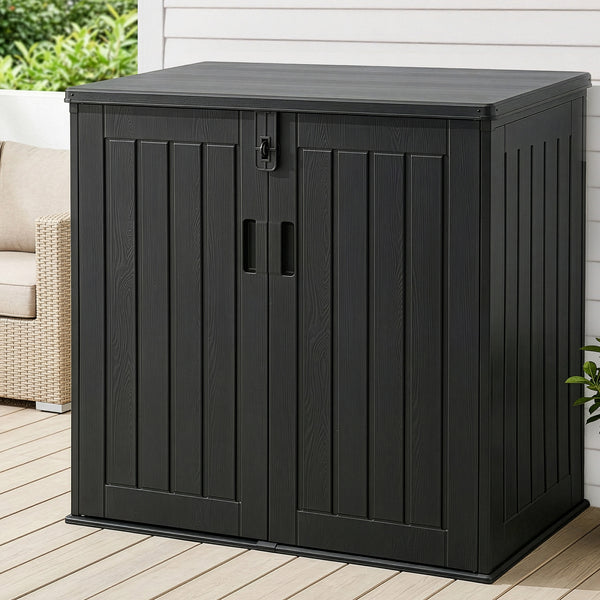 Gardeon Outdoor Storage Box 775L Container Lockable Cabinet Tool Organizer Shed Black Awezingly