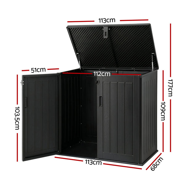 Gardeon Outdoor Storage Box 775L Container Lockable Cabinet Tool Organizer Shed Black Awezingly
