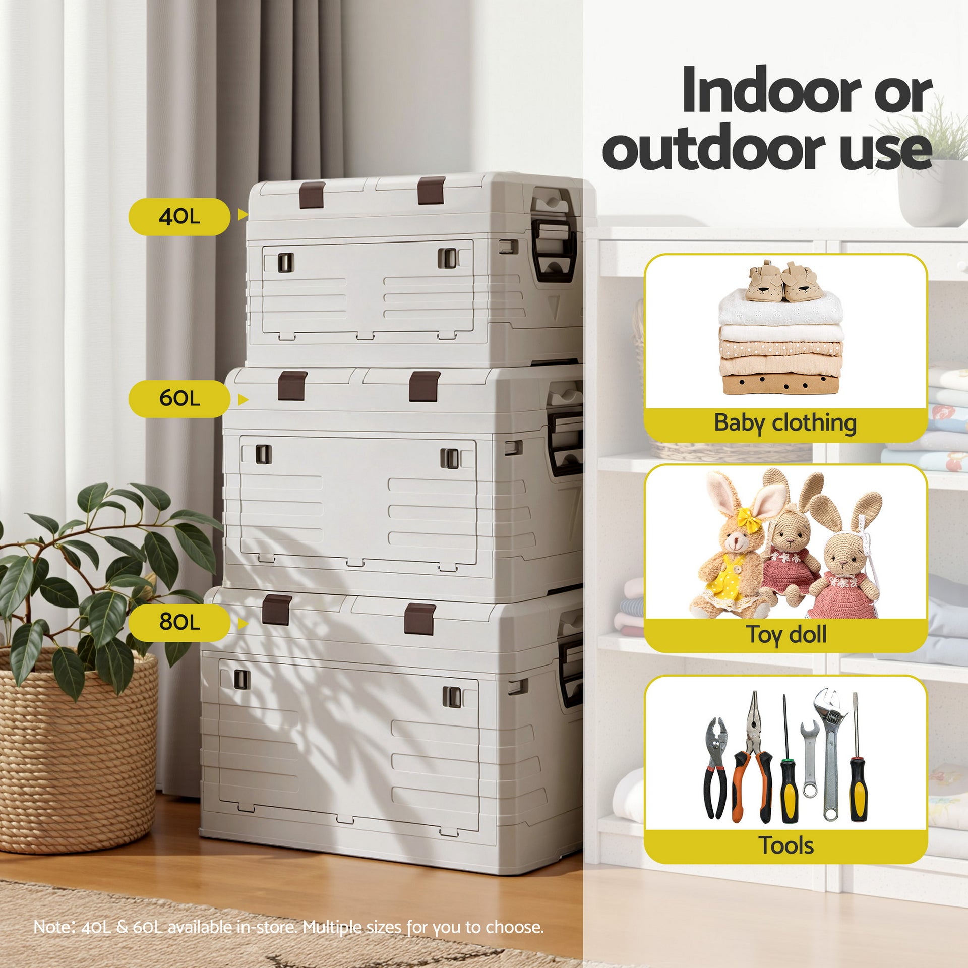 Gardeon 80L Outdoor Storage Box Foldable Camping Collapsible Bins Organizer Awezingly