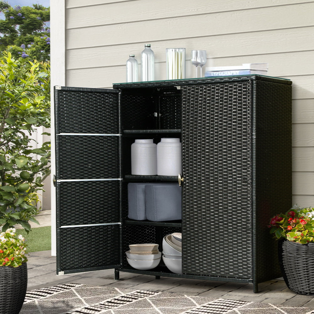 Gardeon Outdoor Storage Cabinet Box Garage Wicker Shelf Chest Garden Shed Tools Gardeon