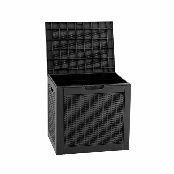 Gardeon Outdoor Storage Box 118L Container Lockable Garden Toy Tool Rattan-Texture Black Awezingly