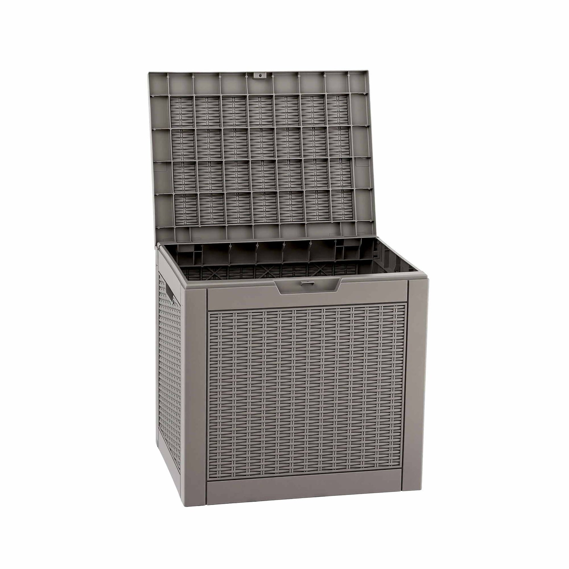 Gardeon Outdoor Storage Box 118L Container Lockable Garden Toy Tool Rattan-Texture Brown Awezingly