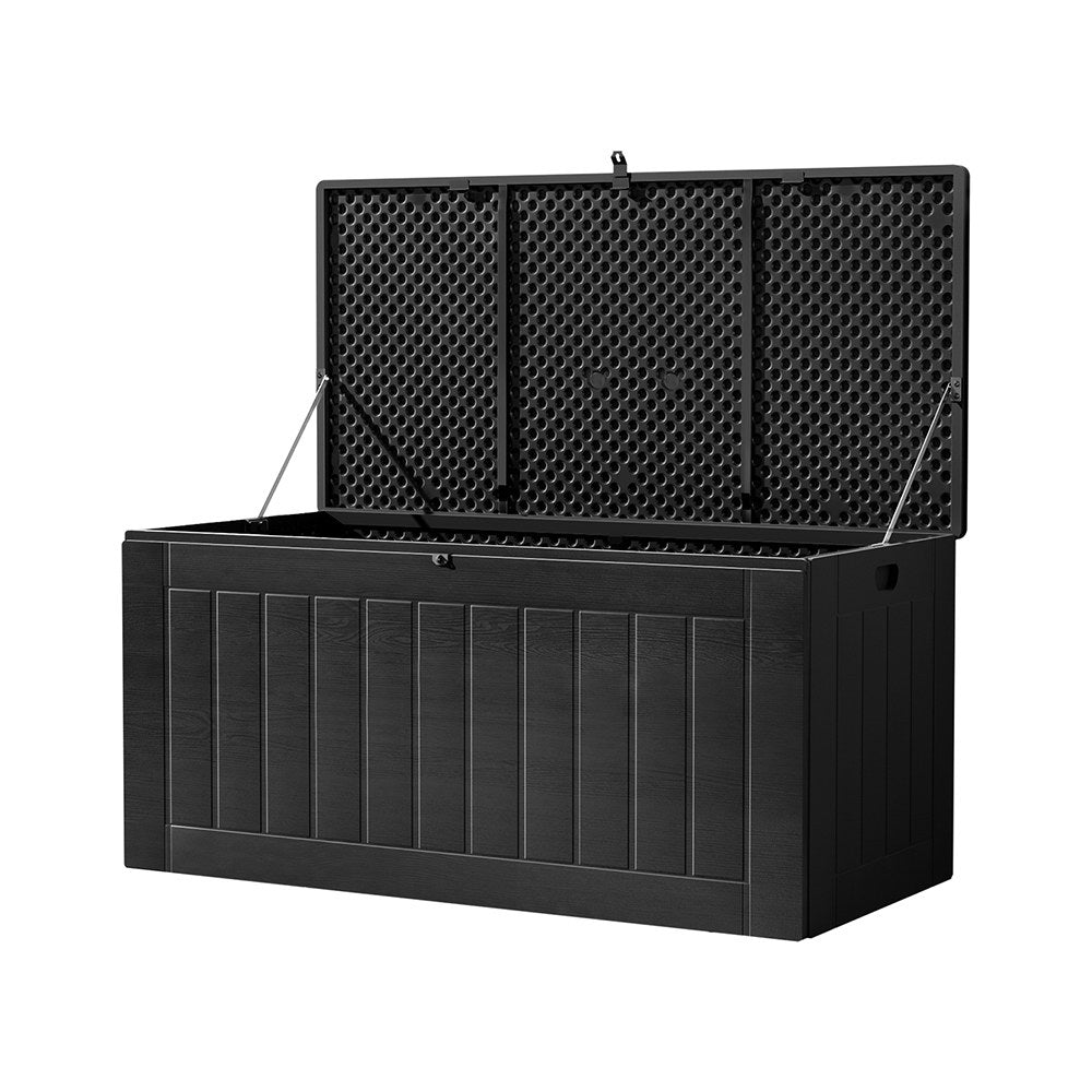 Gardeon Outdoor Storage Box 830L Container Lockable Bench Tool Shed All Black Gardeon
